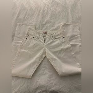 Sexy woman white jeans.